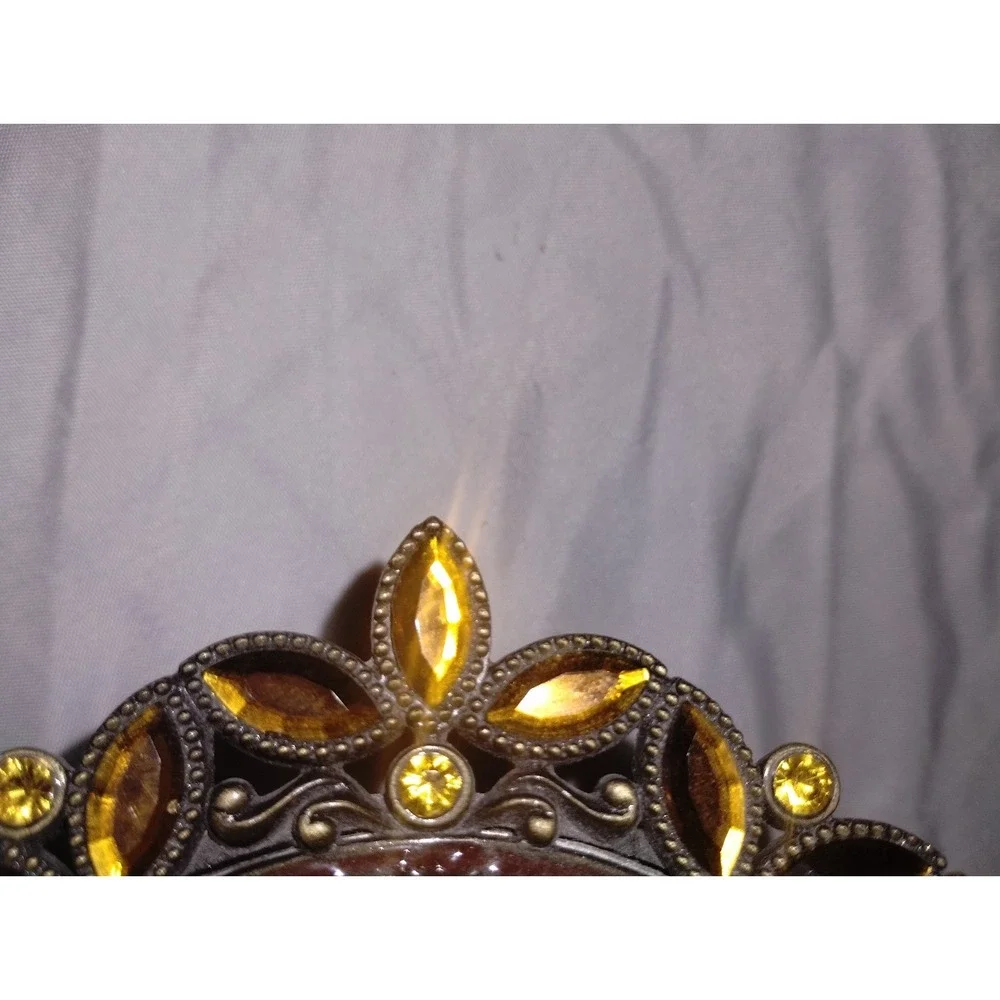 Mirror jewelry tray orange gemstones fancy